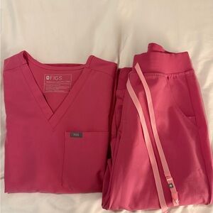 Figs F*cking Pink Technical Scrub Top & Joggers